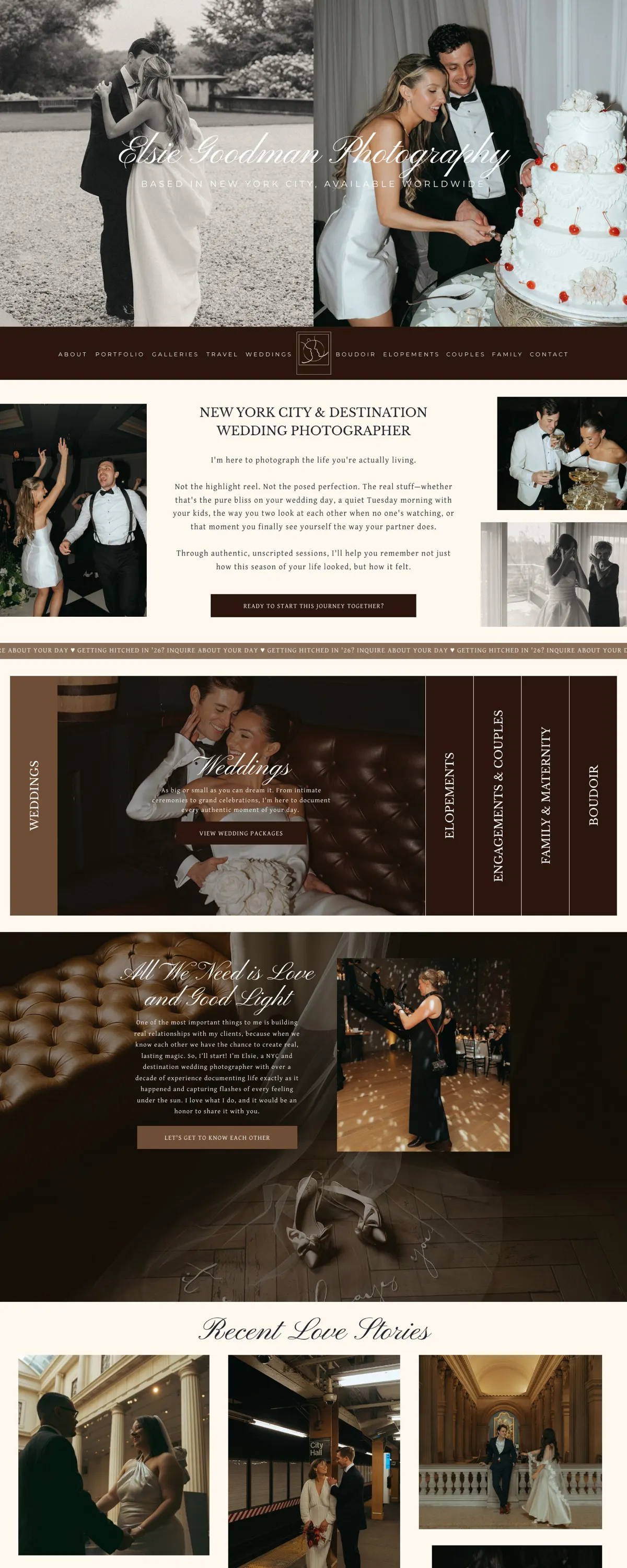 Elsie Goodman Photography homepage, scrolling