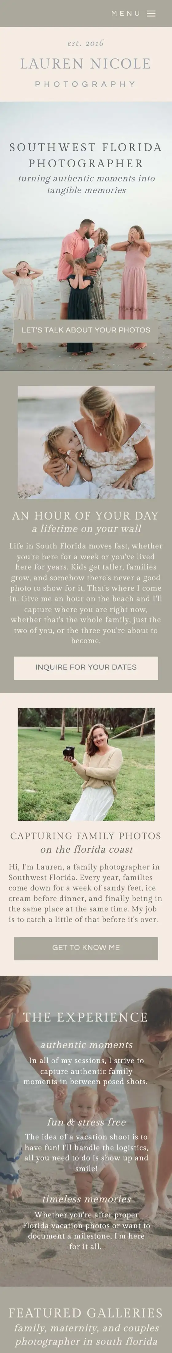 Lauren Nicole Photography on a phone